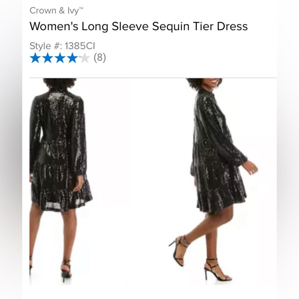 NWT - Crown & Ivy Black Sequin Tiered Dress